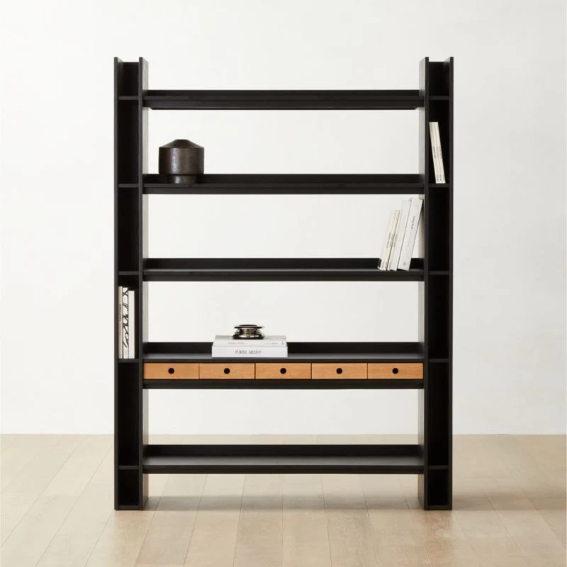 Genova Black Ebonized Oak Bookcase 3 Genova Black Ebonized Oak Bookcase