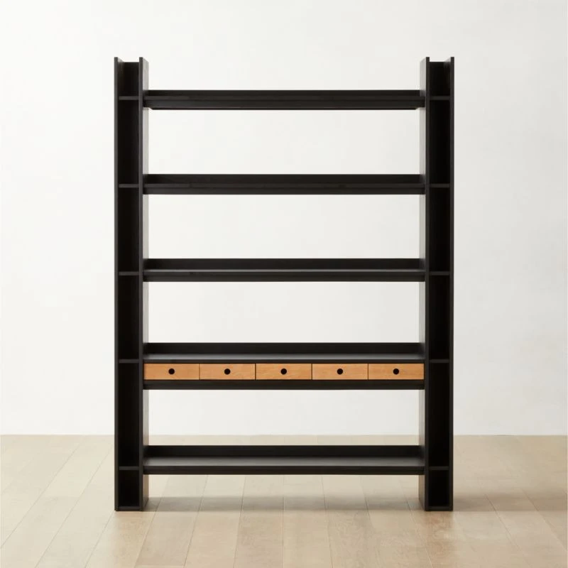 Genova Black Ebonized Oak Bookcase 4 Genova Black Ebonized Oak Bookcase - Image 2