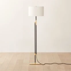 Greco Polished Brass And Black Foor Lamp