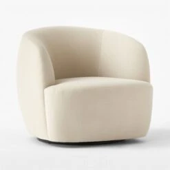 Gwyneth Warm White Velvet Swivel Chair -Home Furnishings Store GwynethCreamVlvtChair3QSSS23