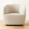 Gwyneth Warm White Velvet Swivel Chair