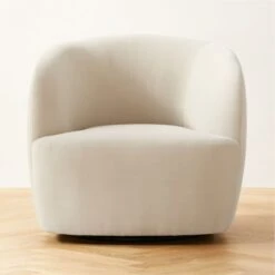 Gwyneth Warm White Velvet Swivel Chair