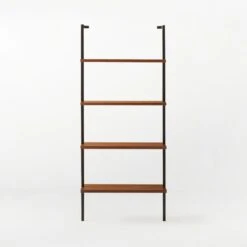 Helix Walnut Wood Wall Mount Bookshelf 70'' -Home Furnishings Store Helix70inWalnutBookcaseSOSSS21