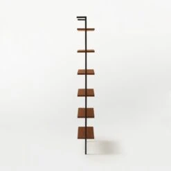 Helix Walnut Wood Wall Mount Bookshelf 96'' -Home Furnishings Store Helix96inWalnutBookcaseSDSSS21