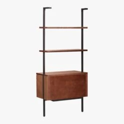 Helix 70" Walnut Bookcase With 2 Drawers -Home Furnishings Store HelixShortShlf2DrwWalnut3QBS20