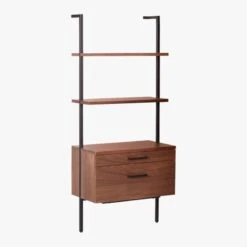 Helix 70" Walnut Bookcase With 2 Drawers -Home Furnishings Store HelixShortShlf2DrwWalnut3QS20
