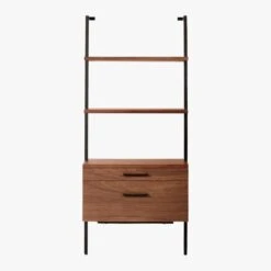 Helix 70" Walnut Bookcase With 2 Drawers -Home Furnishings Store HelixShortShlf2DrwWalnutSOS20