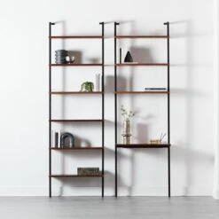 Helix Walnut Wood Wall Mount Bookshelf 96'' -Home Furnishings Store HelixTallBookcaseNDeskFHS20 1x1