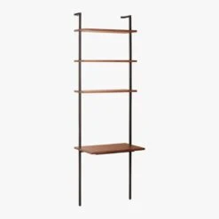 Helix Walnut Wood Wall Mount Desk With Shelves 96'' -Home Furnishings Store HelixTallDeskWalnut3QS20