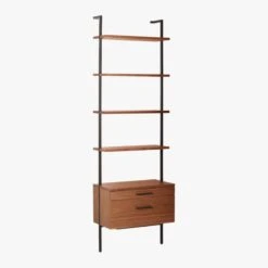 Helix 96" Walnut Bookcase With 2 Drawers -Home Furnishings Store HelixTallShlf2DrwWalnut3QS20
