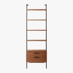 Helix 96" Walnut Bookcase With 2 Drawers -Home Furnishings Store HelixTallShlf2DrwWalnutSOS20