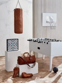 Leather Head Small Black Leather Basketball -Home Furnishings Store HeritageTanLeatherPunchingOC19