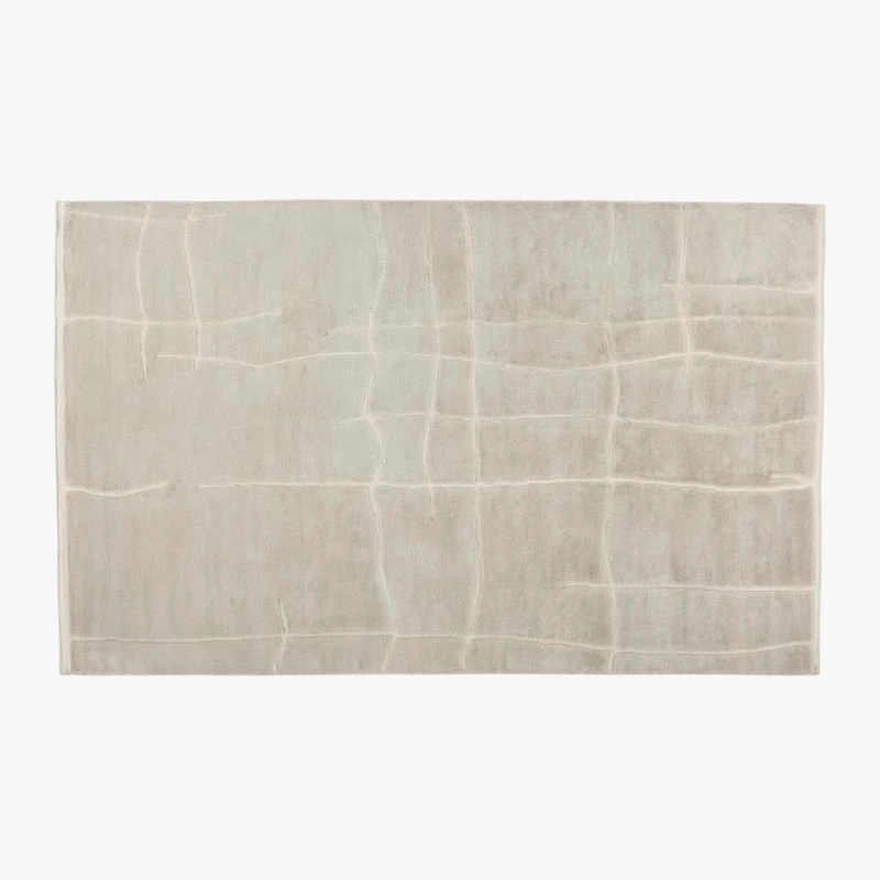 Hogan Handknotted Silver Grey Viscose Area Rug 5'x8' 3 Hogan Handknotted Silver Grey Viscose Area Rug 5'x8'