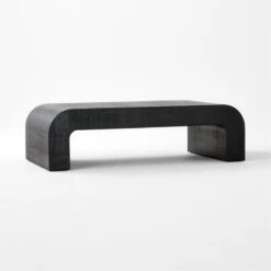 Horseshoe Black Laquered Linen 60" Coffee Table -Home Furnishings Store HorseshoeBkLqdLnRctCffTbl3QSSF21