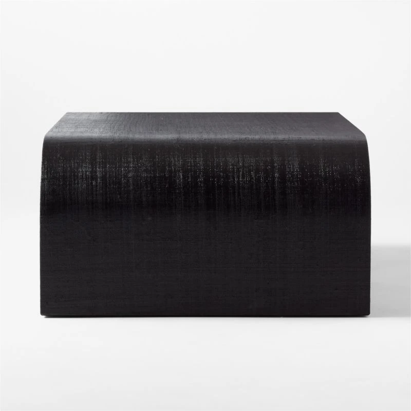 Horseshoe Black Laquered Linen 46" Coffee Table 6 Horseshoe Black Laquered Linen 46" Coffee Table - Image 4