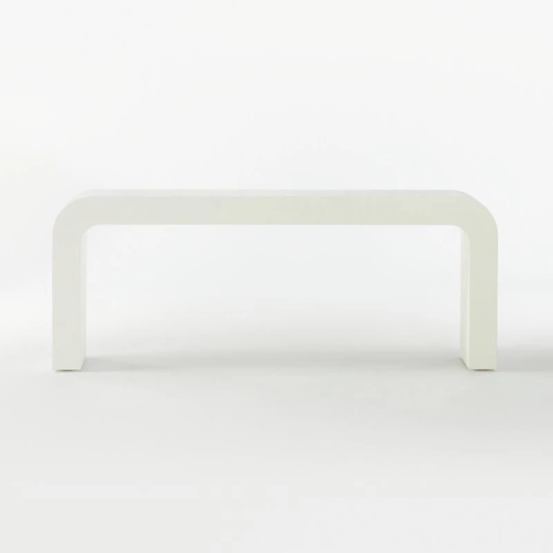 Horseshoe Ivory Lacquered Linen Console Table 80'' 7 Horseshoe Ivory Lacquered Linen Console Table 80'' - Image 5