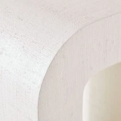 Horseshoe Ivory Lacquered Linen Side Table -Home Furnishings Store HorseshoeIvryLcqdLnnSdTblAVF19