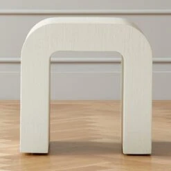 Horseshoe Ivory Lacquered Linen Side Table