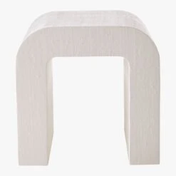 Horseshoe Ivory Lacquered Linen Side Table -Home Furnishings Store HorseshoeIvryLcqdLnnSdTblSOF19
