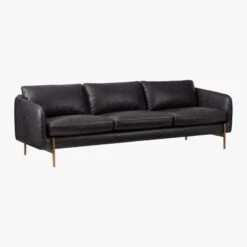Hoxton Black Leather Sofa -Home Furnishings Store HoxtonBlackLeatherSofa3QFF18