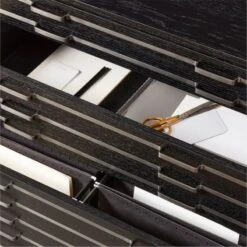 Inline Black Oak Wood 4-Drawer File Cabinet With Blackened Steel Handles -Home Furnishings Store InlineBlkFilingCabinetAVSHF23