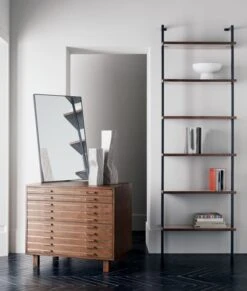 Helix Walnut Wood Wall Mount Bookshelf 96'' -Home Furnishings Store InlineBrassFilingCabinetJN20 1