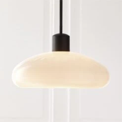 Iona Matte Black And Opaline Glass Pendant Light -Home Furnishings Store IonaMttBlkOplnGlssPndntROF21