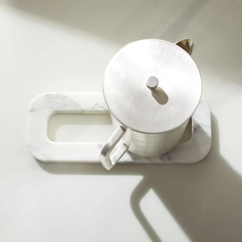 Link White Marble Trivet 4 Link White Marble Trivet - Image 2