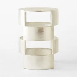 Jalousie Round Silver Cast Aluminum Side Table -Home Furnishings Store JalousieAlmnRndSideTblSDSSF23
