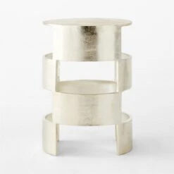 Jalousie Round Silver Cast Aluminum Side Table -Home Furnishings Store JalousieAlmnRndSideTblSOSSF23