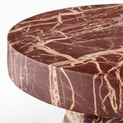Jaxx Round Red Marble Side Table Tall 9 Jaxx Round Red Marble Side Table Tall -Home Furnishings Store JaxxRedMblTallSideTableAVSSS23