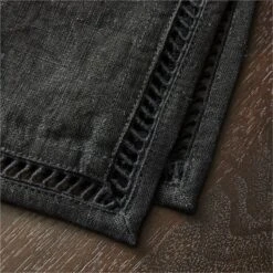 Eyelet Black Linen Napkin -Home Furnishings Store KMEyeletIBlackNapkinAV2SHS21