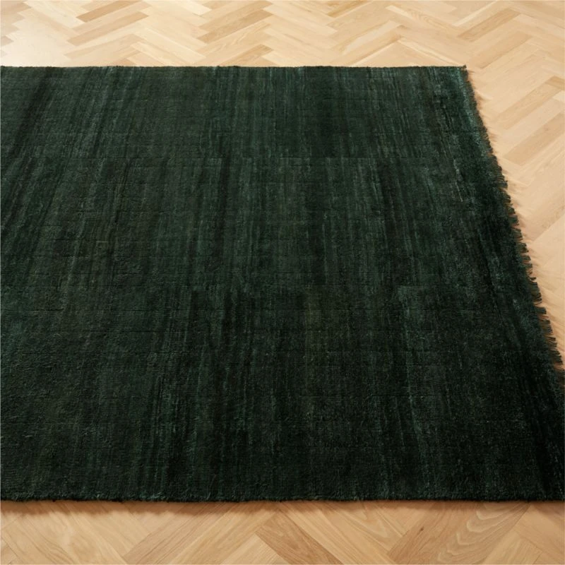Kada Handknotted Viscose Green Area Rug 5'x8' 4 Kada Handknotted Viscose Green Area Rug 5'x8' - Image 2