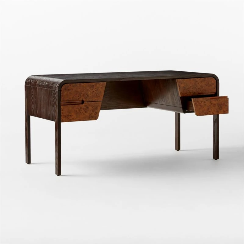 Kasen Burl Wood Executive Desk 6 Kasen Burl Wood Executive Desk - Image 4