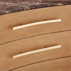 Kingsbury Tall 4-Drawer Curved Oak Wood Dresser With Marble Top -Home Furnishings Store KingsburyCrvdMrblChestAVSSF22
