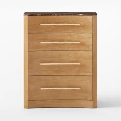 Kingsbury Tall 4-Drawer Curved Oak Wood Dresser With Marble Top -Home Furnishings Store KingsburyCrvdMrblChestSOSSF22