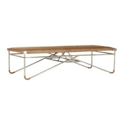 La Strizza 61" Saddle Leather Bench With Bolster Pillows -Home Furnishings Store LAStrizzaSaddleLthrBench3QAVF19