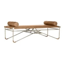 La Strizza 61" Saddle Leather Bench With Bolster Pillows -Home Furnishings Store LAStrizzaSaddleLthrBench3QFF19