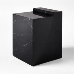 Lapse Black Marble Side Table -Home Furnishings Store LapseSideTable3QBSSS23