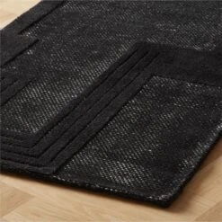 Larso Hand-Tufted Wool-Blend Black Runner Rug 2.5'x8' -Home Furnishings Store LarsoTftdBlkRunner2p5x8ROS23