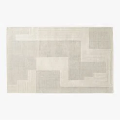 Larso Hand-Tufted Wool-Blend White Area Rug 5'x8'