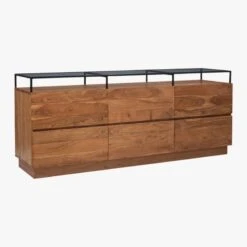 Lawson Low 6-Drawer Wood Dresser With Glass Top -Home Furnishings Store LawsonLowDresser3QFF19