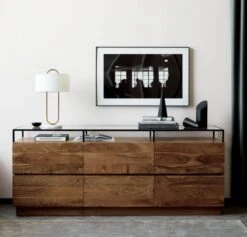 Lawson Low 6-Drawer Wood Dresser With Glass Top -Home Furnishings Store LawsonLowGlassTopDresserJL19