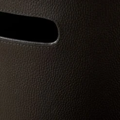 Black Leather Laundry Hamper -Home Furnishings Store LeatherBlkIvoryHamperAV2SHS23