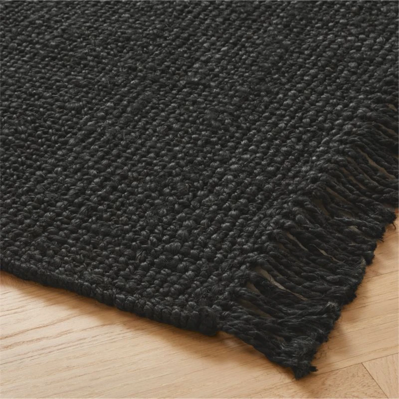 Leno Handwoven Black Jute Area Rug 5'x8' 5 Leno Handwoven Black Jute Area Rug 5'x8' - Image 3