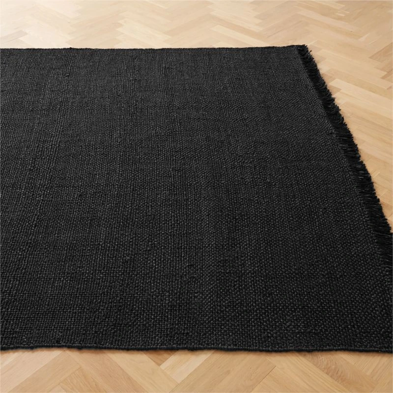 Leno Handwoven Black Jute Area Rug 5'x8' 4 Leno Handwoven Black Jute Area Rug 5'x8' - Image 2