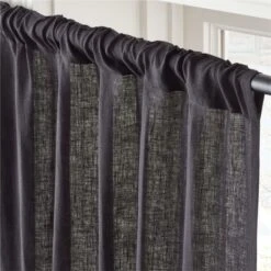 EUROPEAN FLAX™-Certified Linen Black Window Curtain Panel 48''x84'' -Home Furnishings Store LinenBlack96CurtainPnlAVSHS23