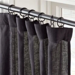 EUROPEAN FLAX™-Certified Linen Black Window Curtain Panel 48''x84'' -Home Furnishings Store LinenBlack96CurtainPnlROS23