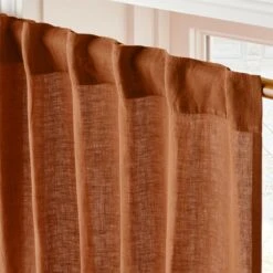 Glazed Ginger Linen Window Curtain Panel 48''x84'' -Home Furnishings Store LinenGlazedGinger96PanelAV2SHS23