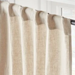 EUROPEAN FLAX™-Certified Linen Natural Window Curtain Panel 48''x84'' -Home Furnishings Store LinenNatural96CurtainPnlAV2SHS23